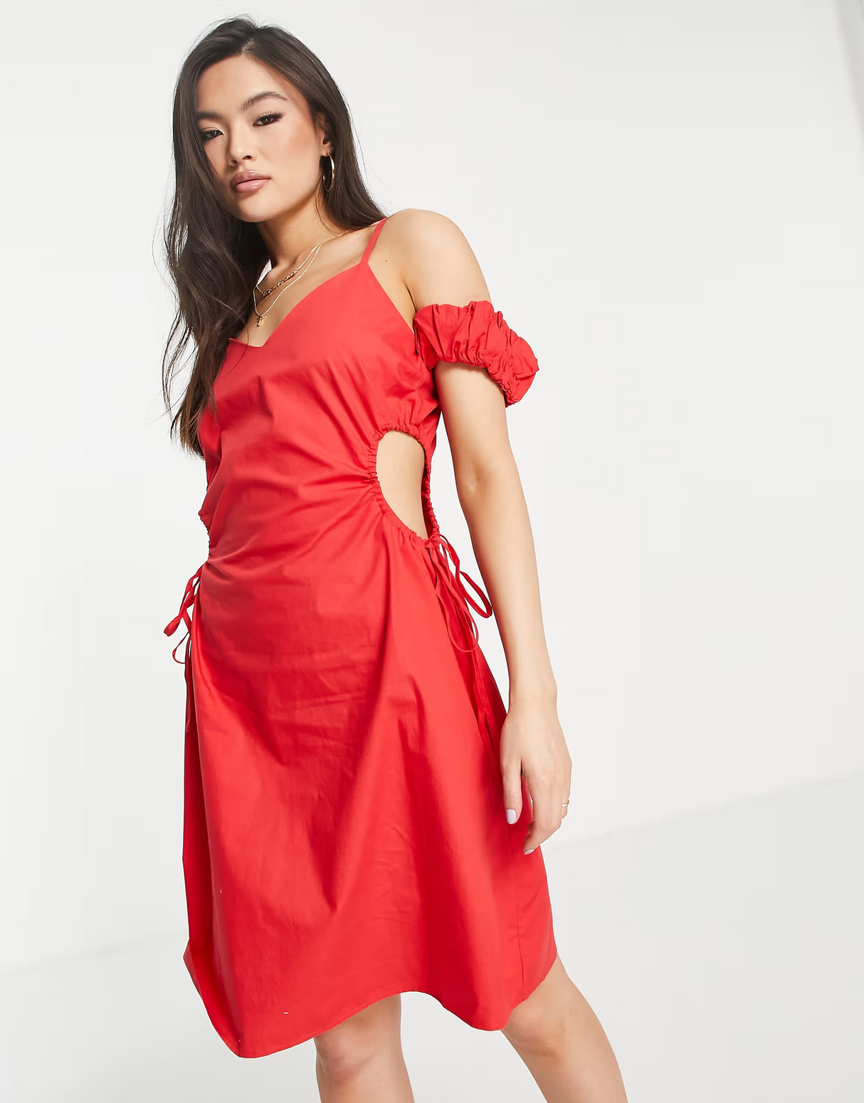 Na-Kd Cut Out Sides Mini Dress In Red