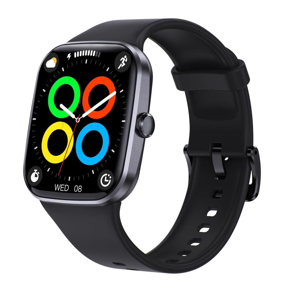 Bluetooth Smart Watch 1.96" TFT Touch Screen Temperature Heart Rate Blood Pressure BT 5.0 - Black