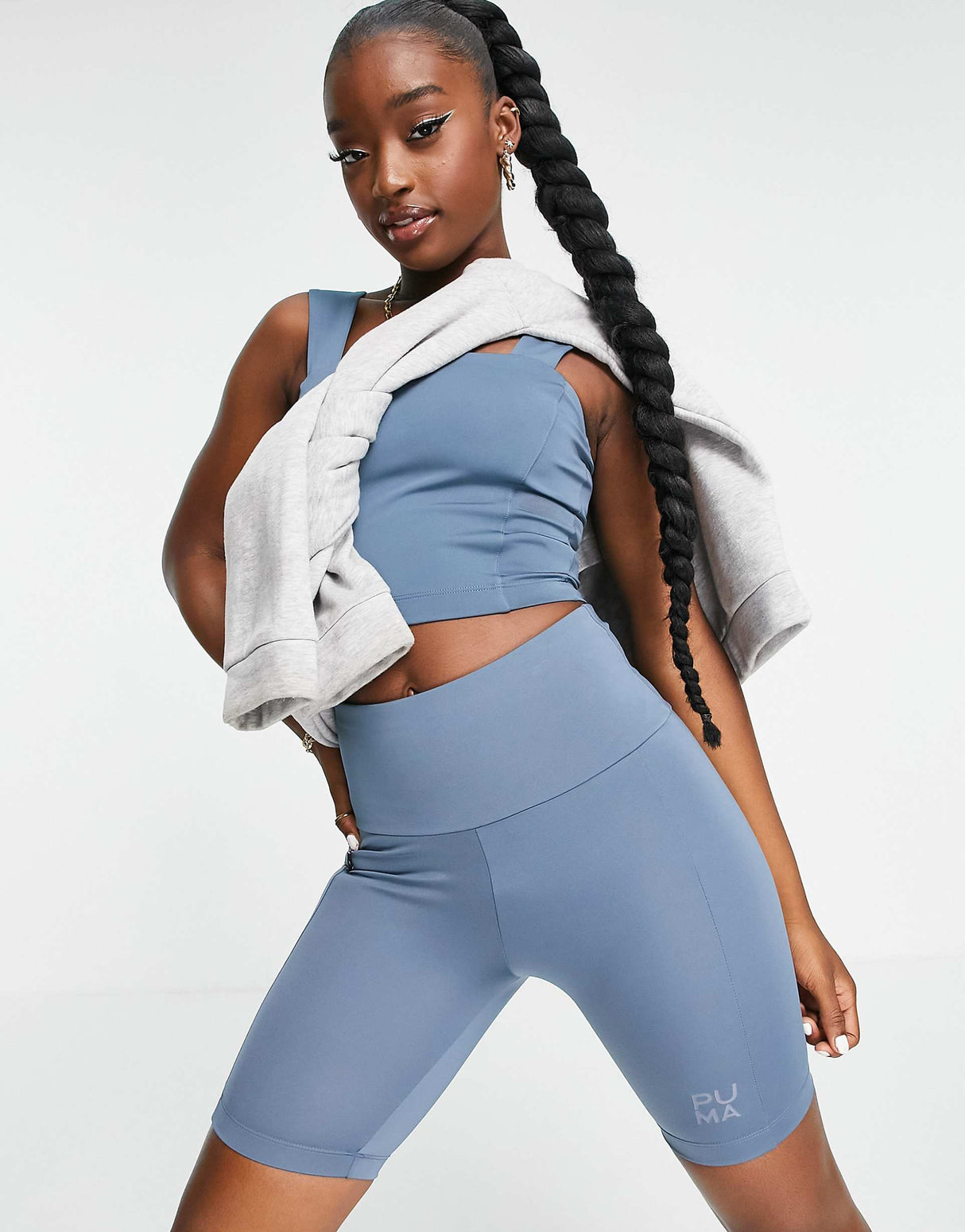 Puma Infuse Foldable Legging Shorts In Blue