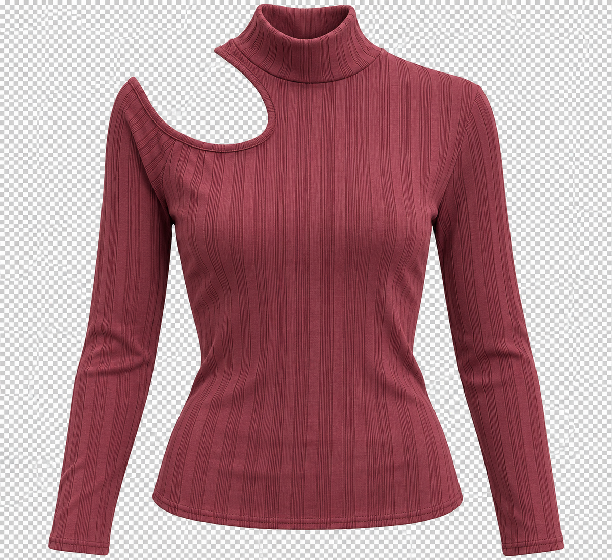 Asos Design Curve Co-Ord Ribbed Long Sleeve Top With Asymmetric Cut Out Shoulder