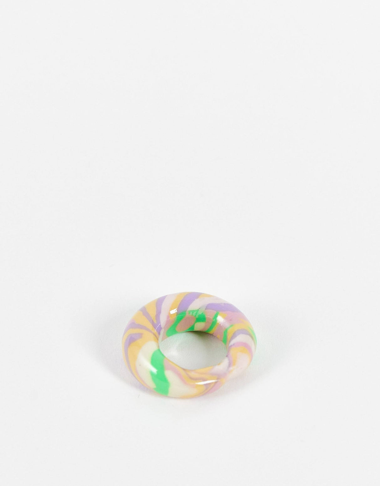 Asos Design Rubber Ring In Dome Shape In Multicoloured Marble