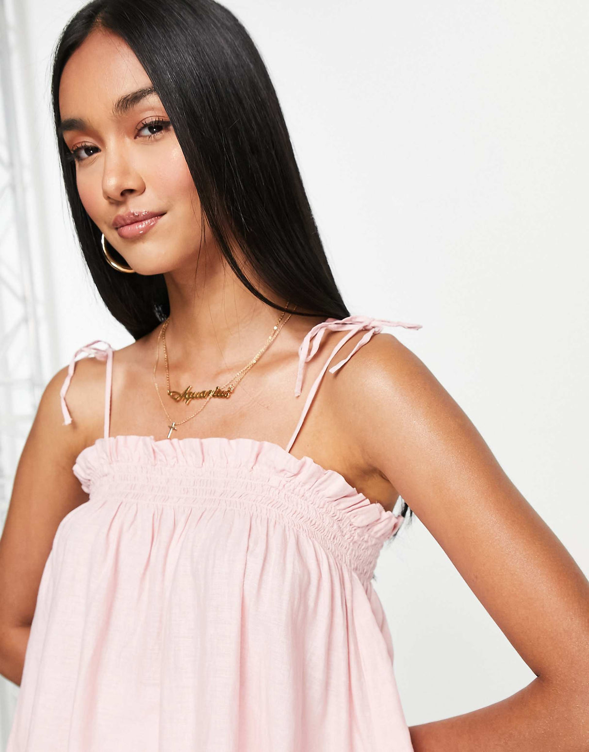 Mango Tie Detail Camisole In Pink