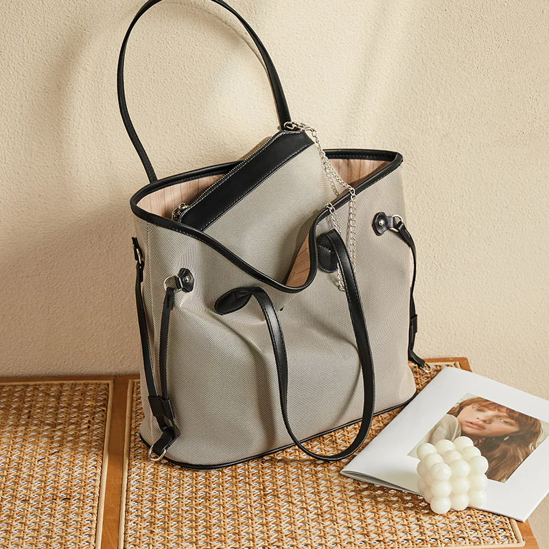 Nalandu Raleigh Large Capacity Canvas Commuter Tote Bag - Grey