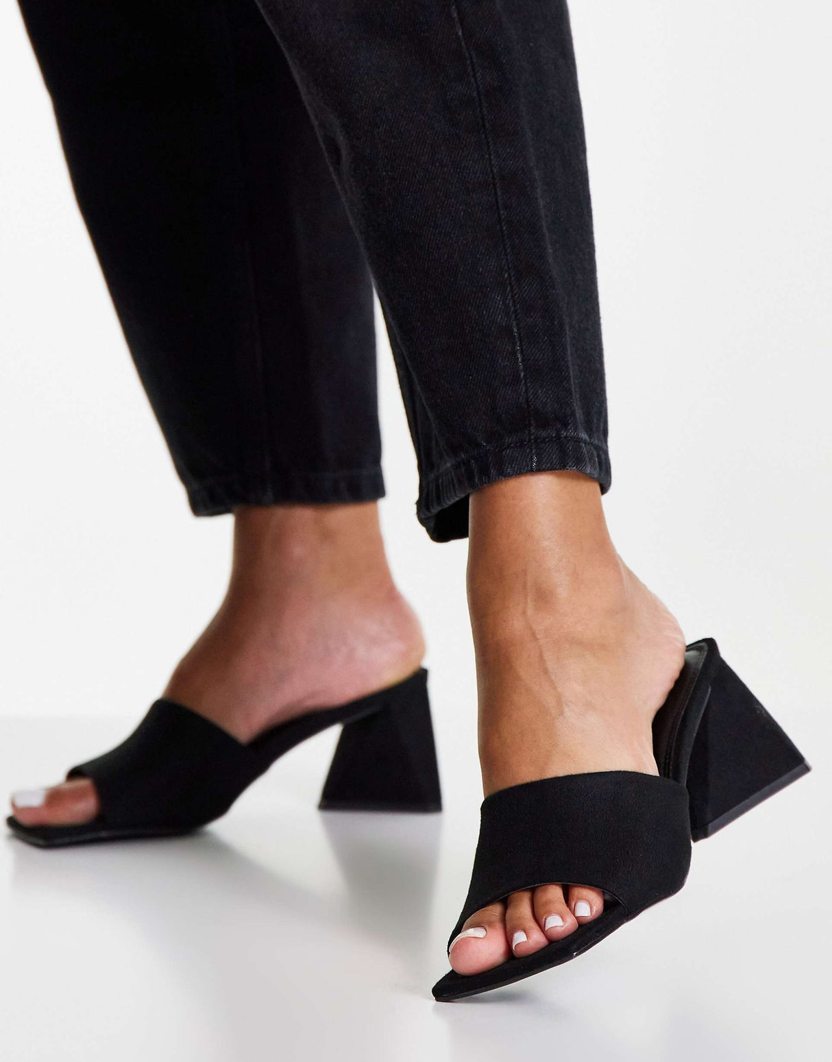 Asos Design Halliwell Block Heeled Mules In Black