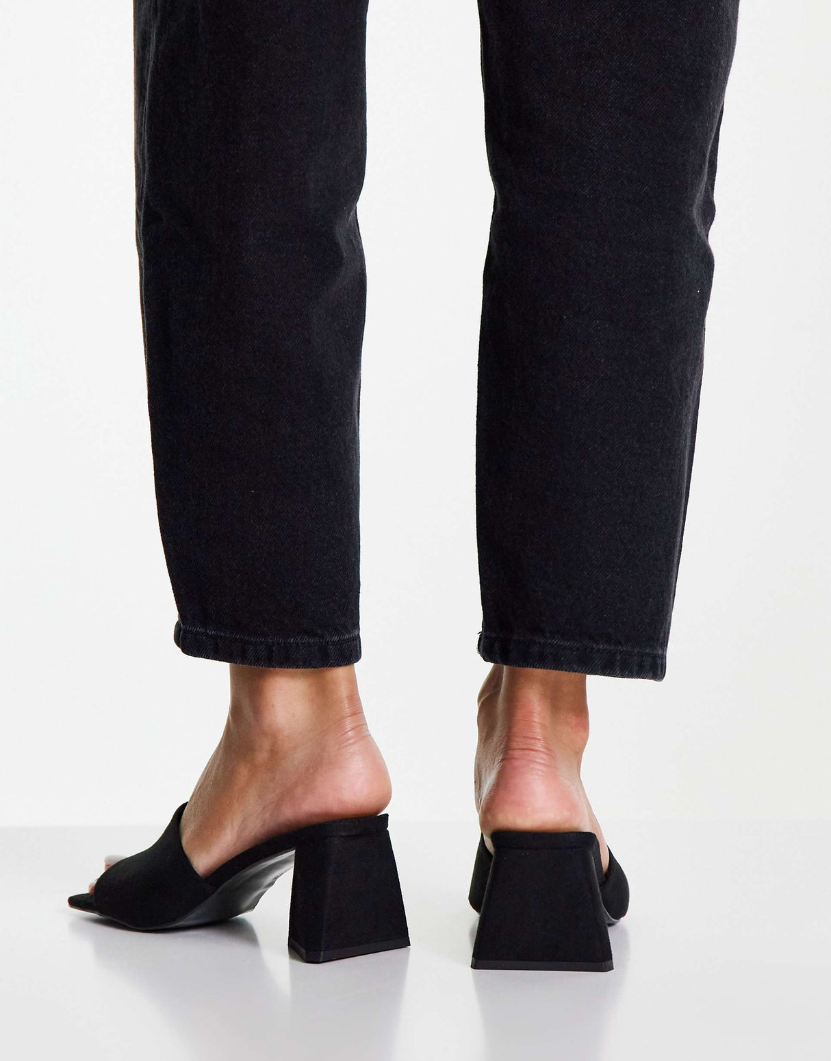 Asos Design Halliwell Block Heeled Mules In Black