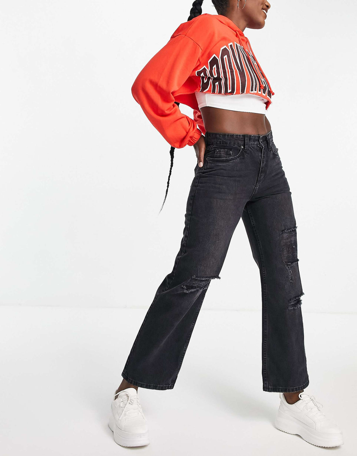 Urban Bliss Ripped 90'S Jean In Washed Black