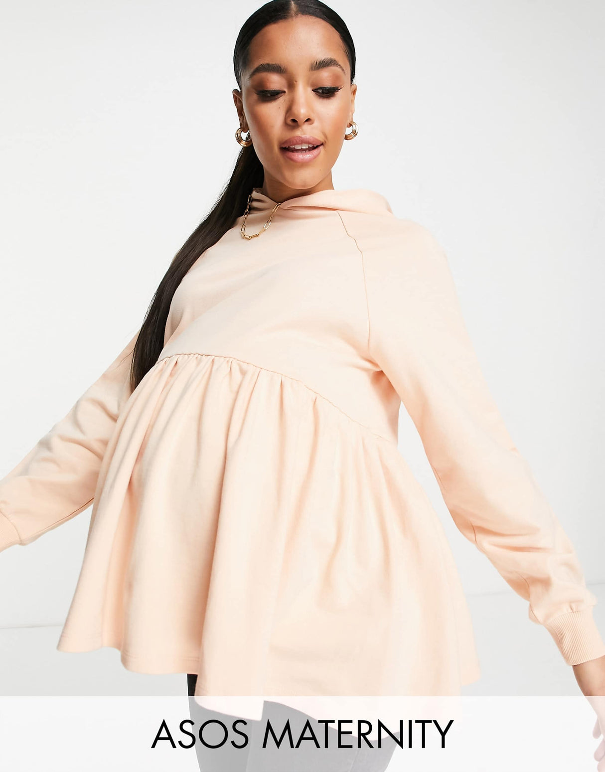 Asos Design Maternity Smock Hoodie In Pink