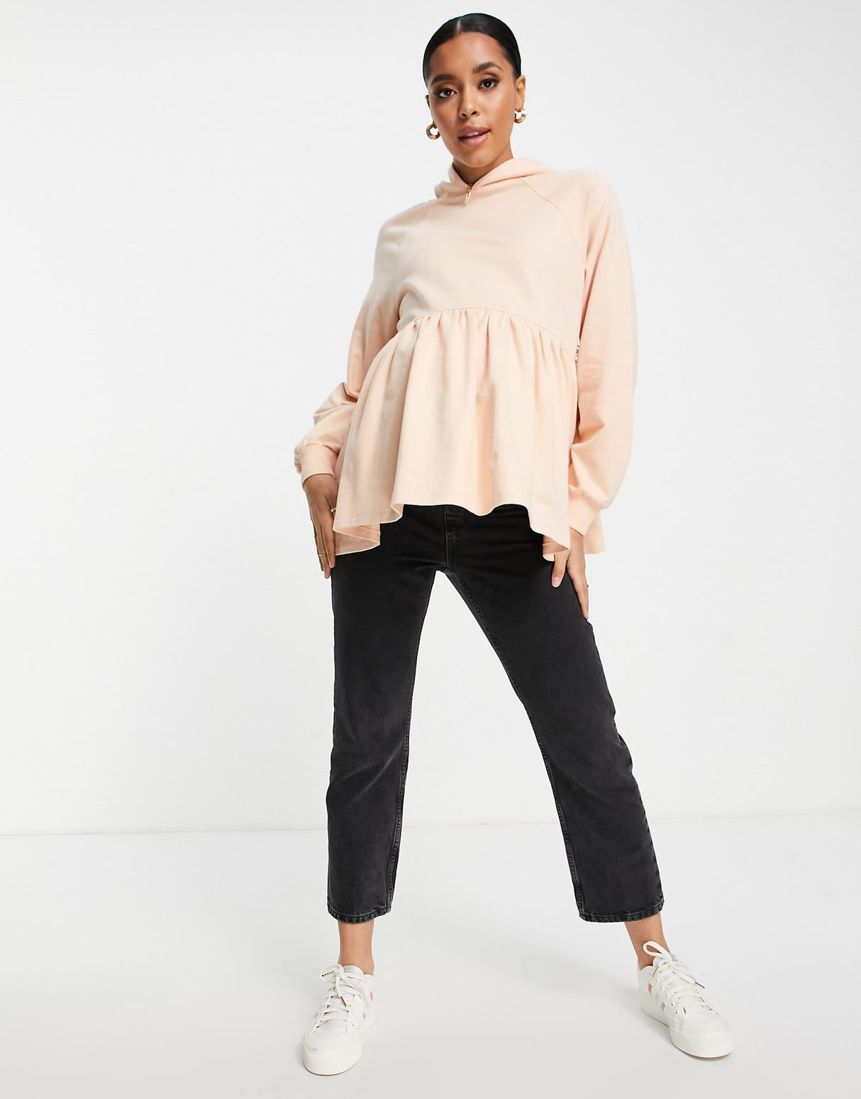 Asos Design Maternity Smock Hoodie In Pink