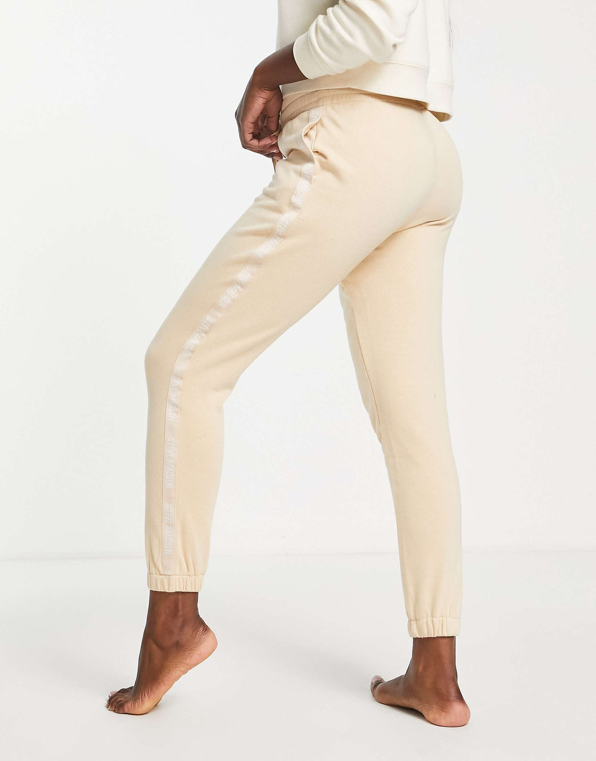 Steve Madden Logo Side Joggers In Beige