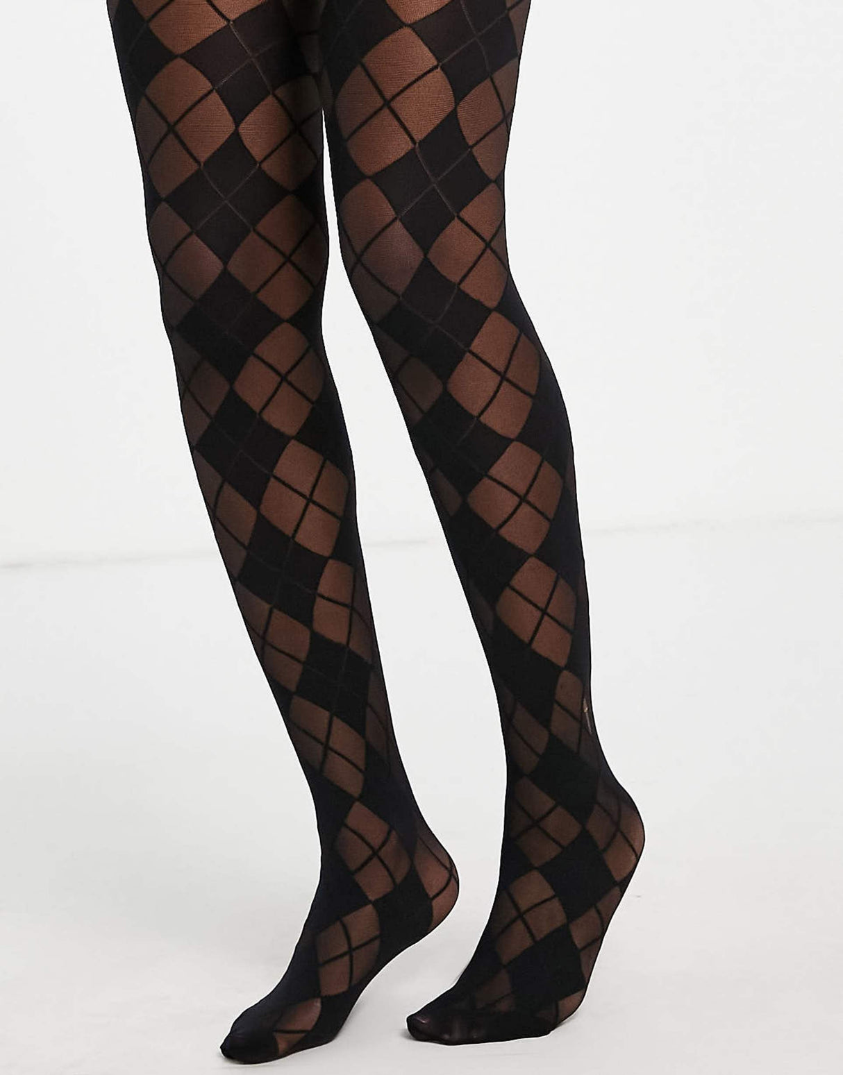 Asos Design 30 Denier Argyle Check Tights In Black