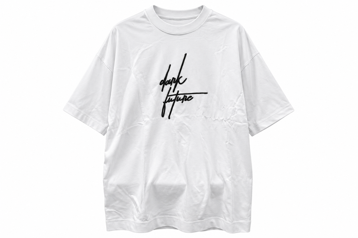 Asos Dark Future Oversized Heavyweight T-Shirt With Chest Embroidery In White