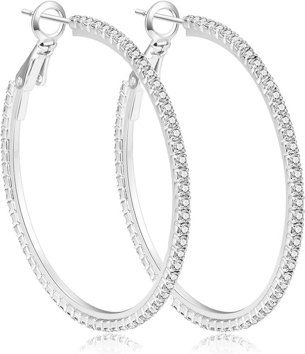 Liv Oliver 18K Gold Crystal Hoop Earrings