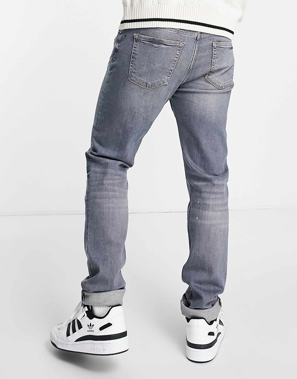 River Island Slim Fit Jeans In Mid Blue