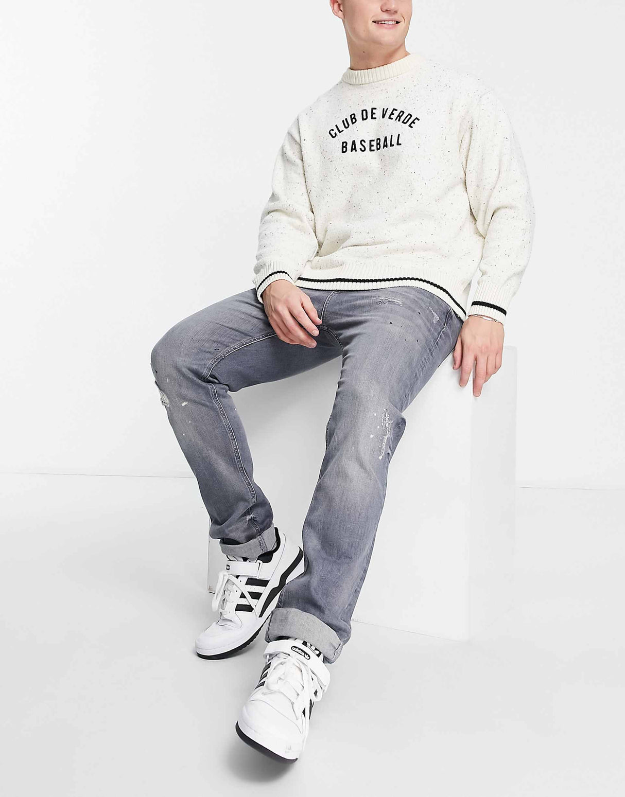 River Island Slim Fit Jeans In Mid Blue