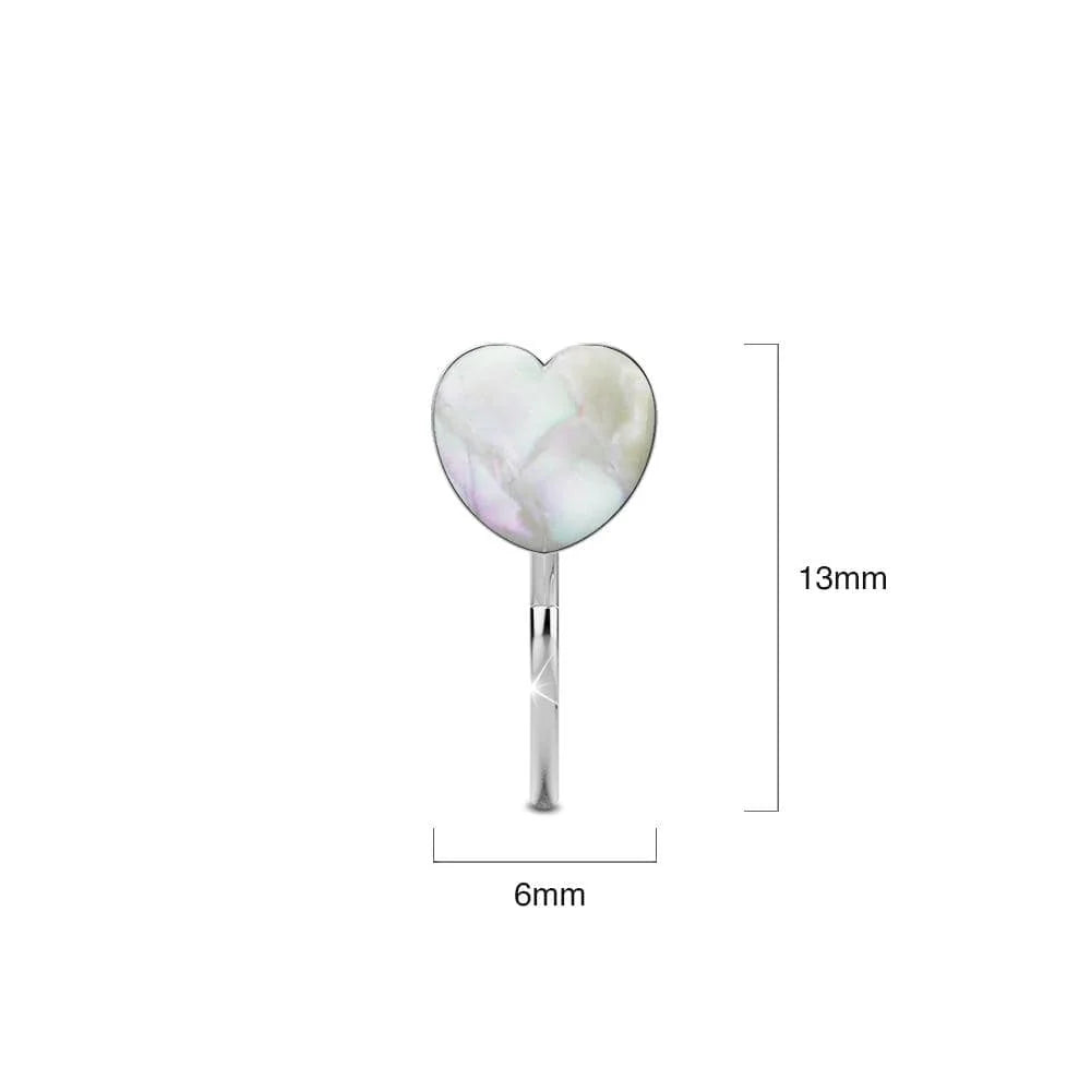 Solid 925 Sterling Silver White Heart Resin Hook Earrings