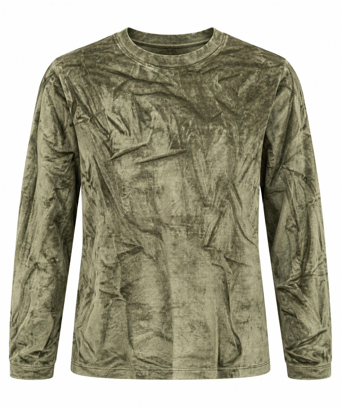 Asos Design Muscle Long Sleeve T-Shirt In Khaki Velvet