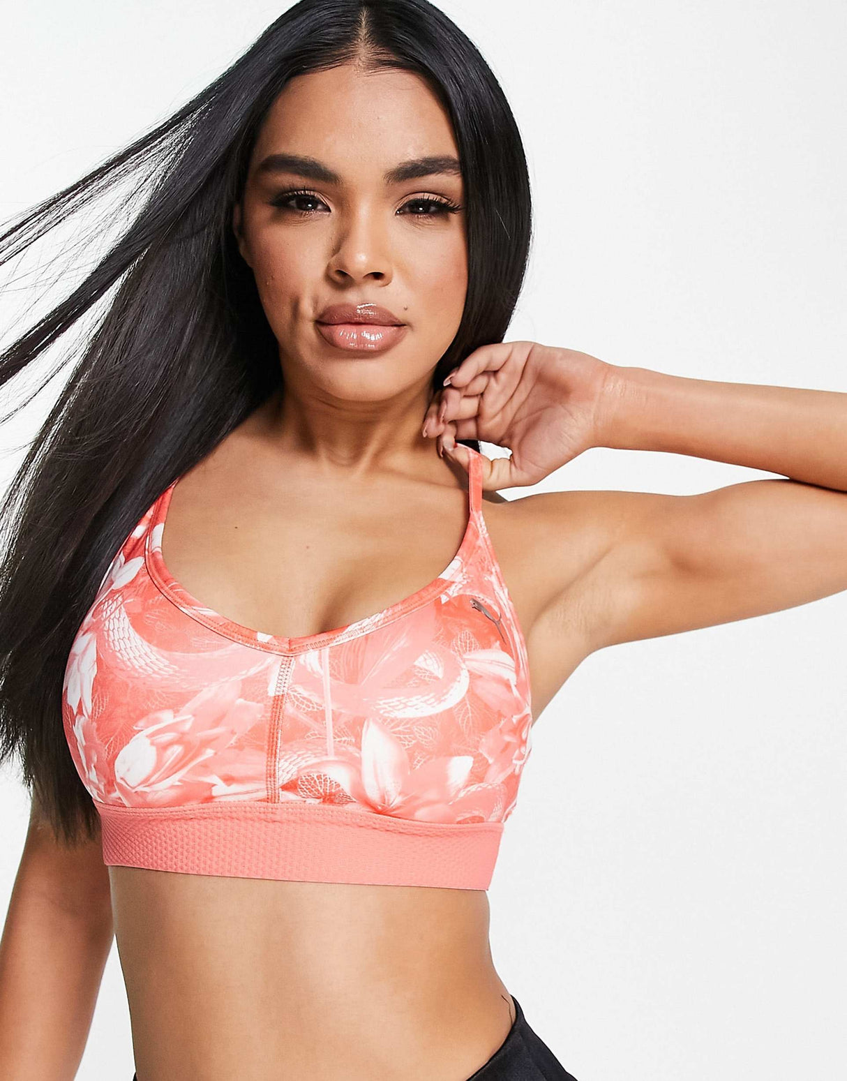 Puma Train Low Impact Bra Top In Peach