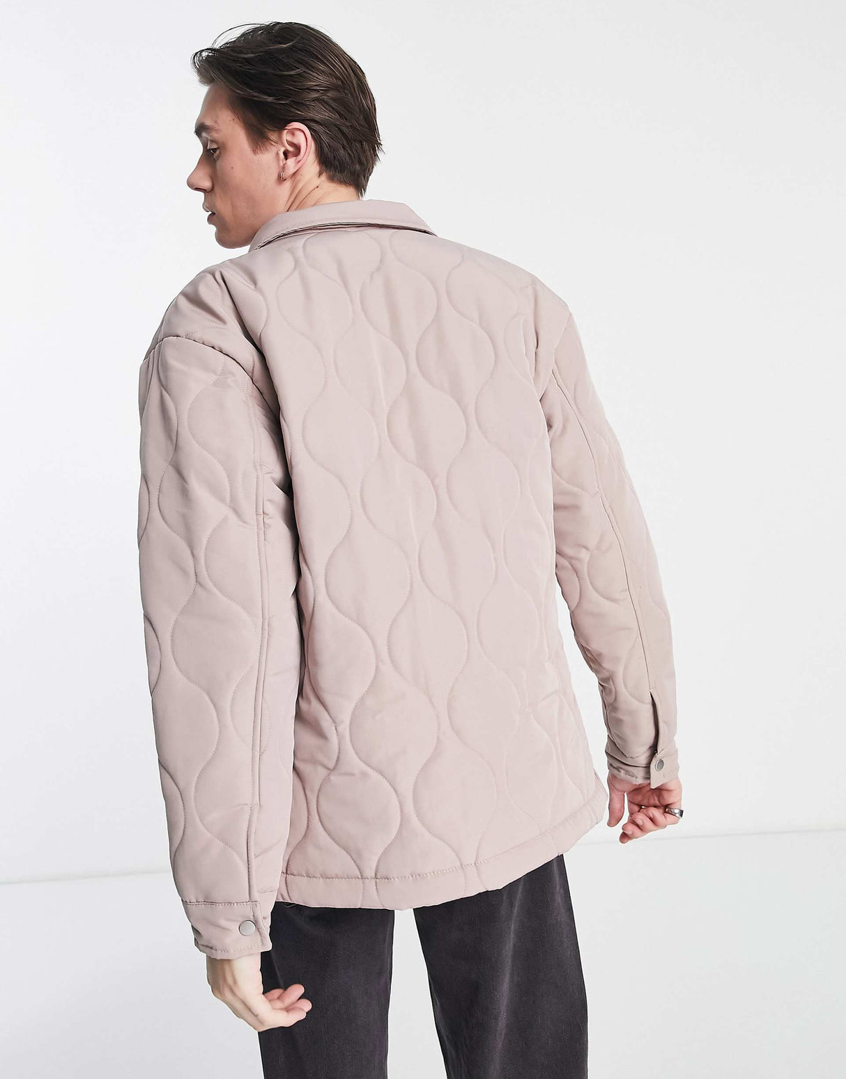 Mennace Quilted Overshirt In Taupe
