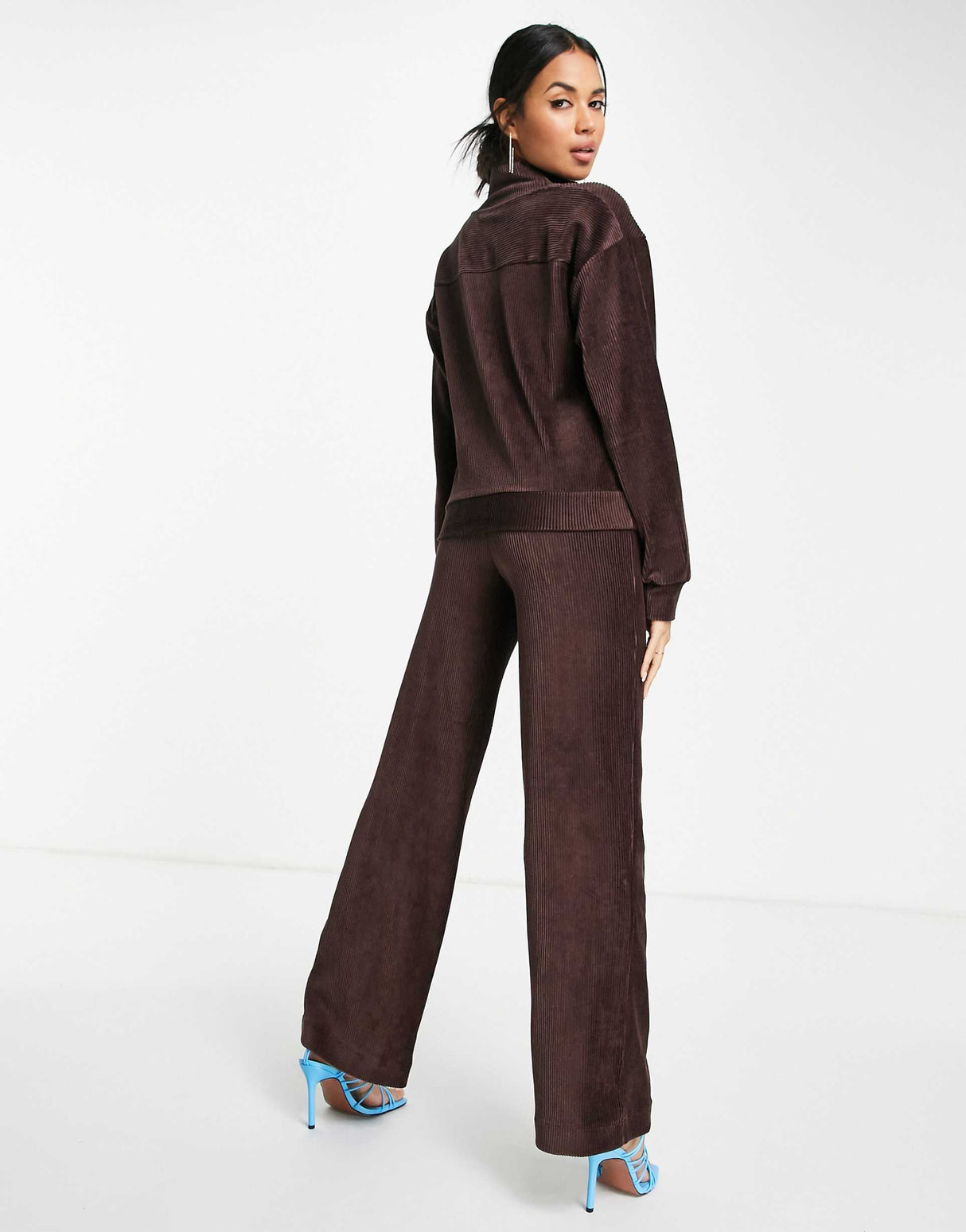 French Connection Shula Half Zip Valour Tracksuit Top In Chocolate Brown Co-Ord