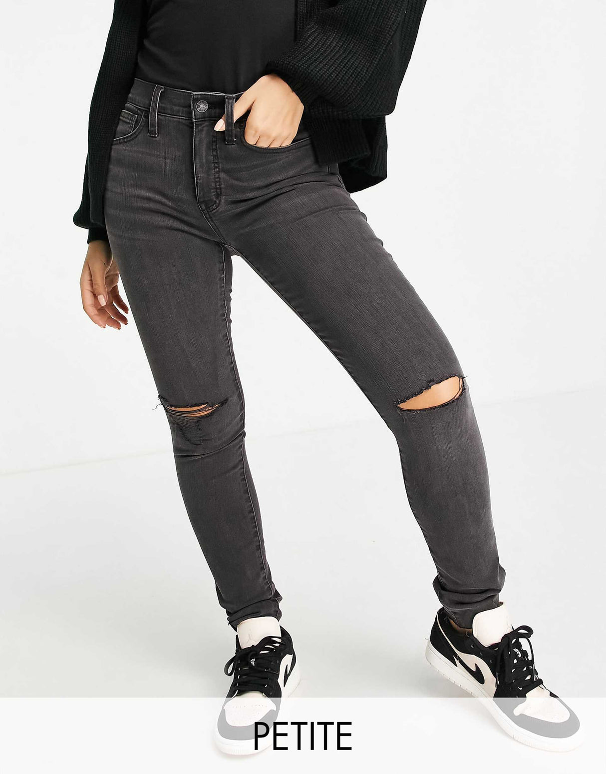 Madewell Knee Rip Skinny Jeans In Black