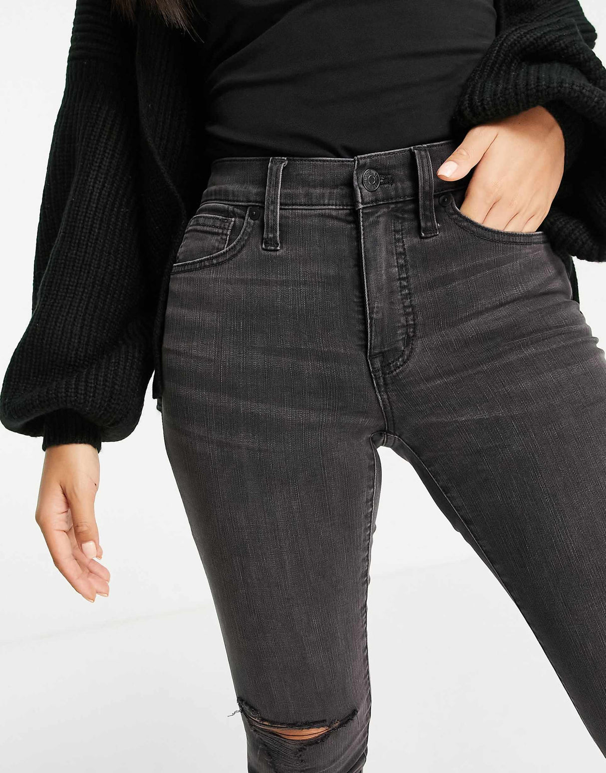 Madewell Knee Rip Skinny Jeans In Black