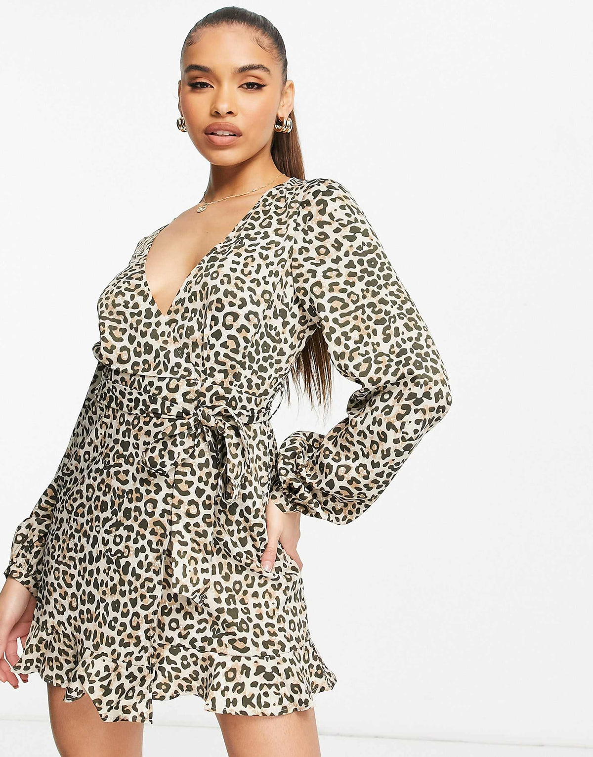 Na-Kd Overlap Mini Dress In Leopard