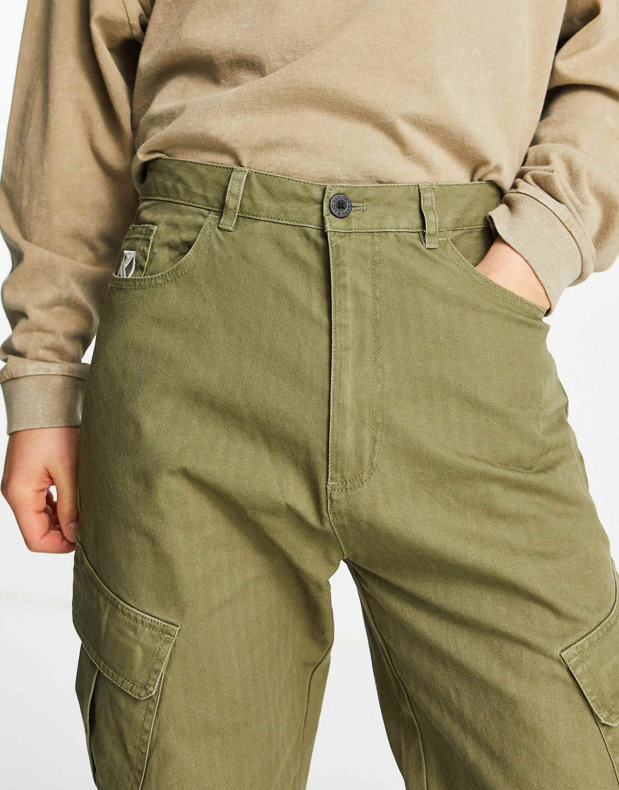 Karl Kani Retro Co-Ord Washed Cargo Trousers In Dark Green