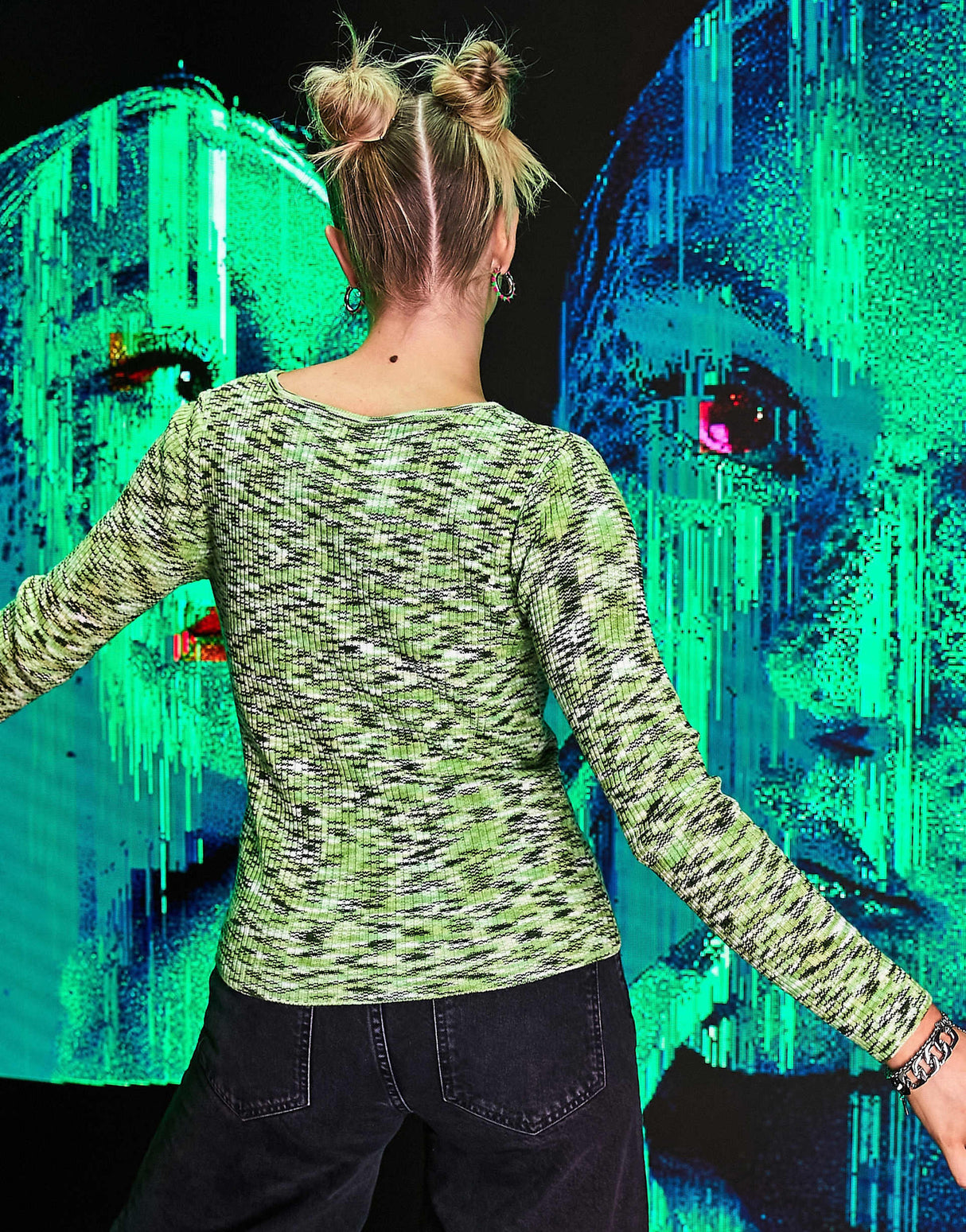 Asos Design Jumper In Space Dye With Ring Detail