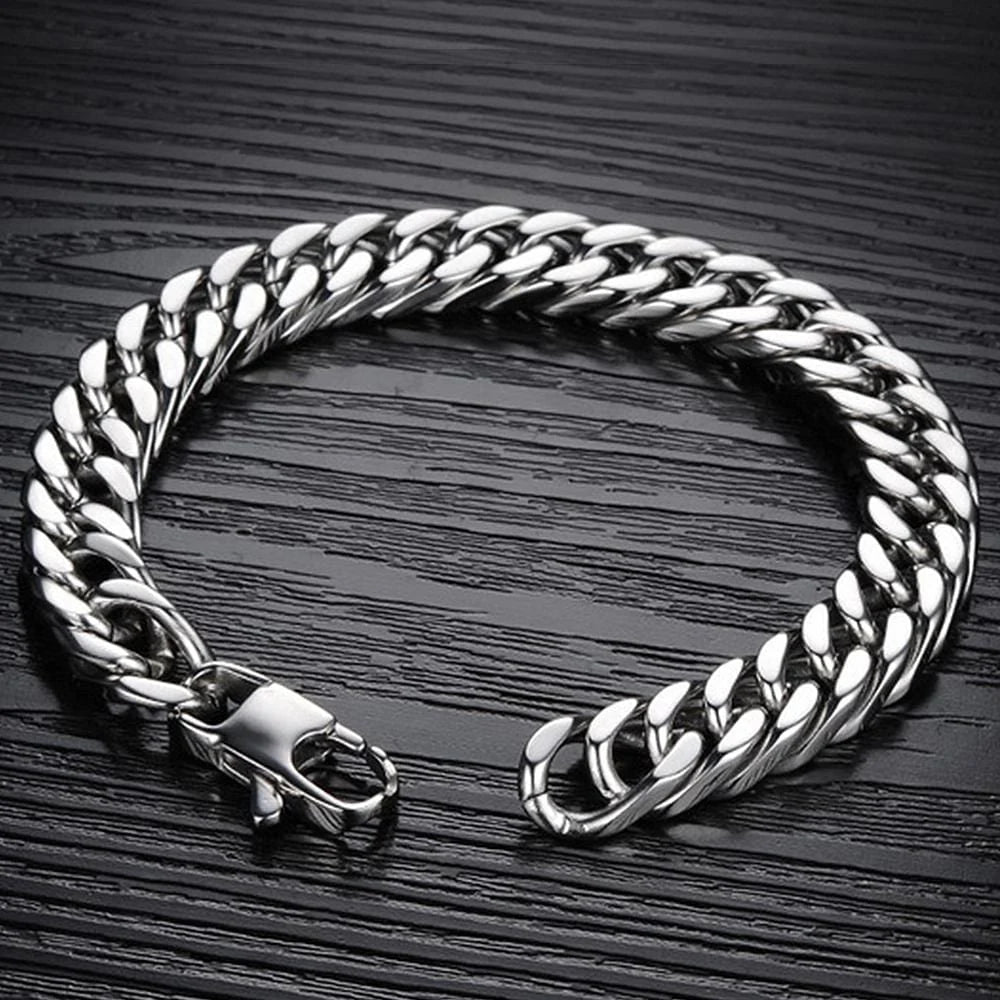 Bullion Gold Curb Chain Stainless Steel Bracelet 12mm