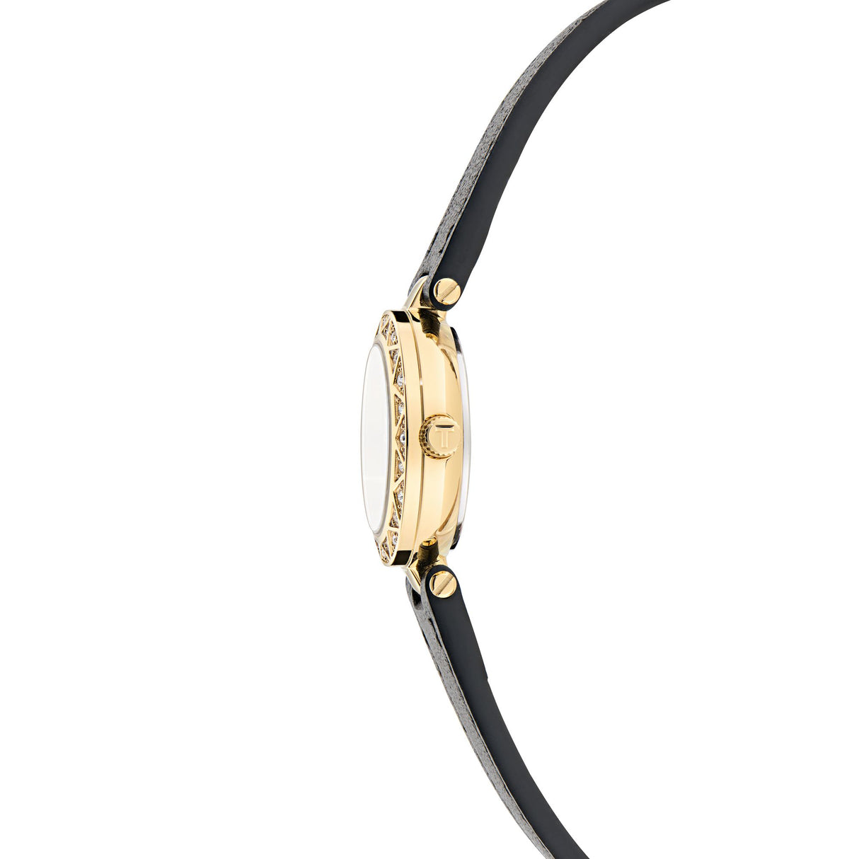 Ted Baker Womens Jolyye Crystal 24mm Gold-Tone Black Leather Watch
