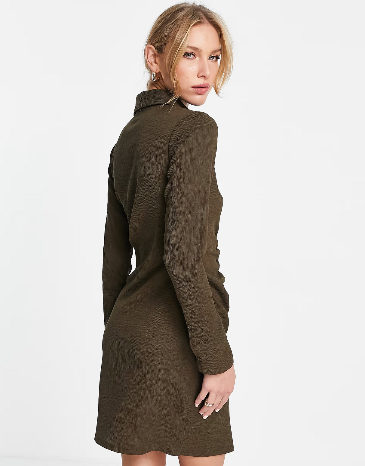 Envii Ruched Shirt Dress In Midnight Brown