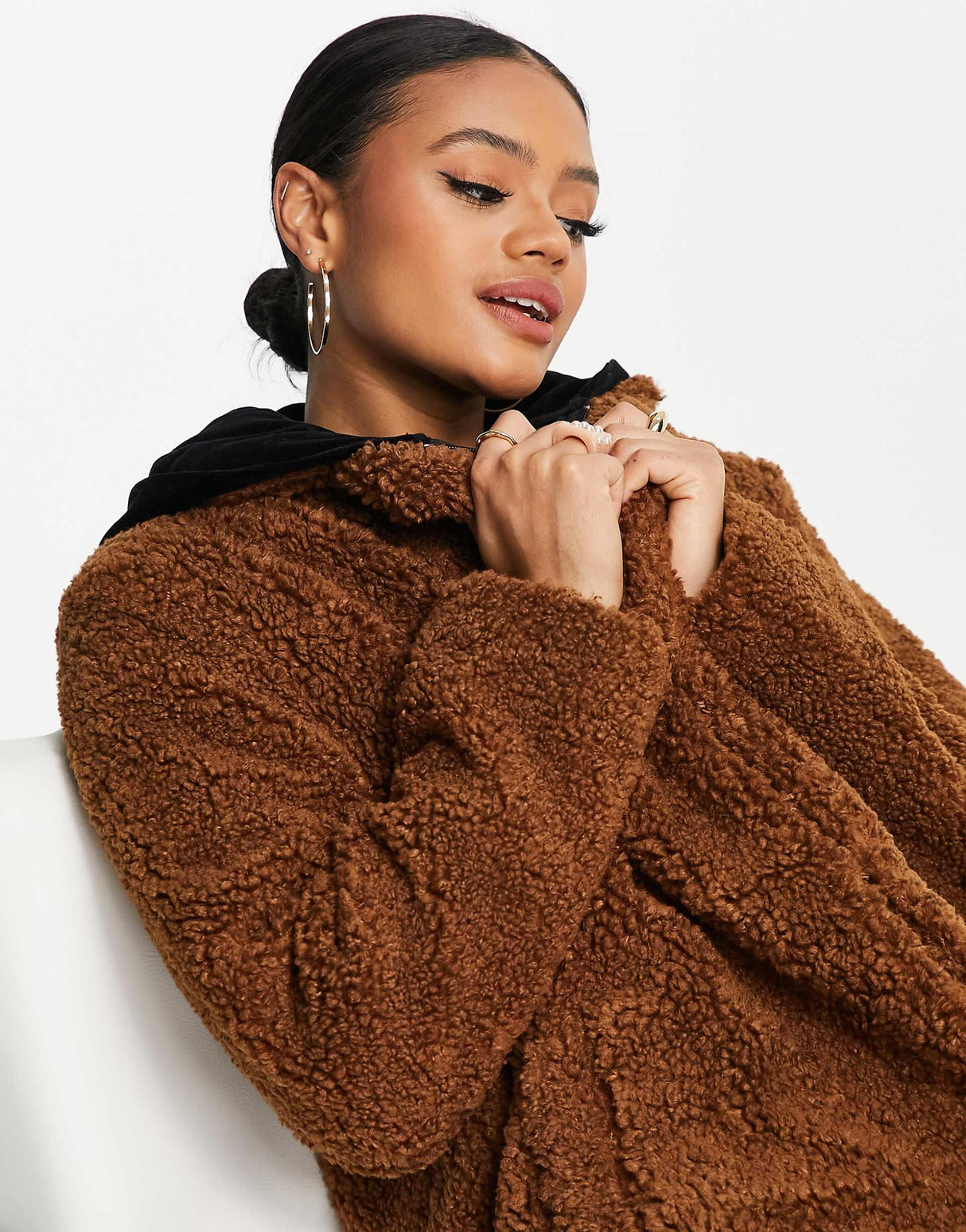 Na-Kd Oversized Teddy Coat In Brown