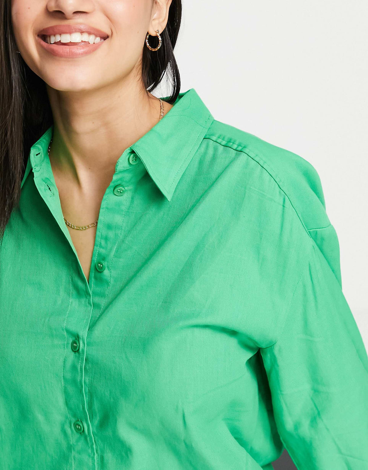 Monki Oversized Shirt In Bright Green