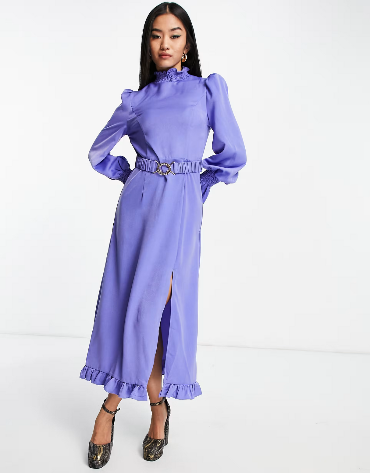 Little Mistress Flare Sleeve Dress In Blue