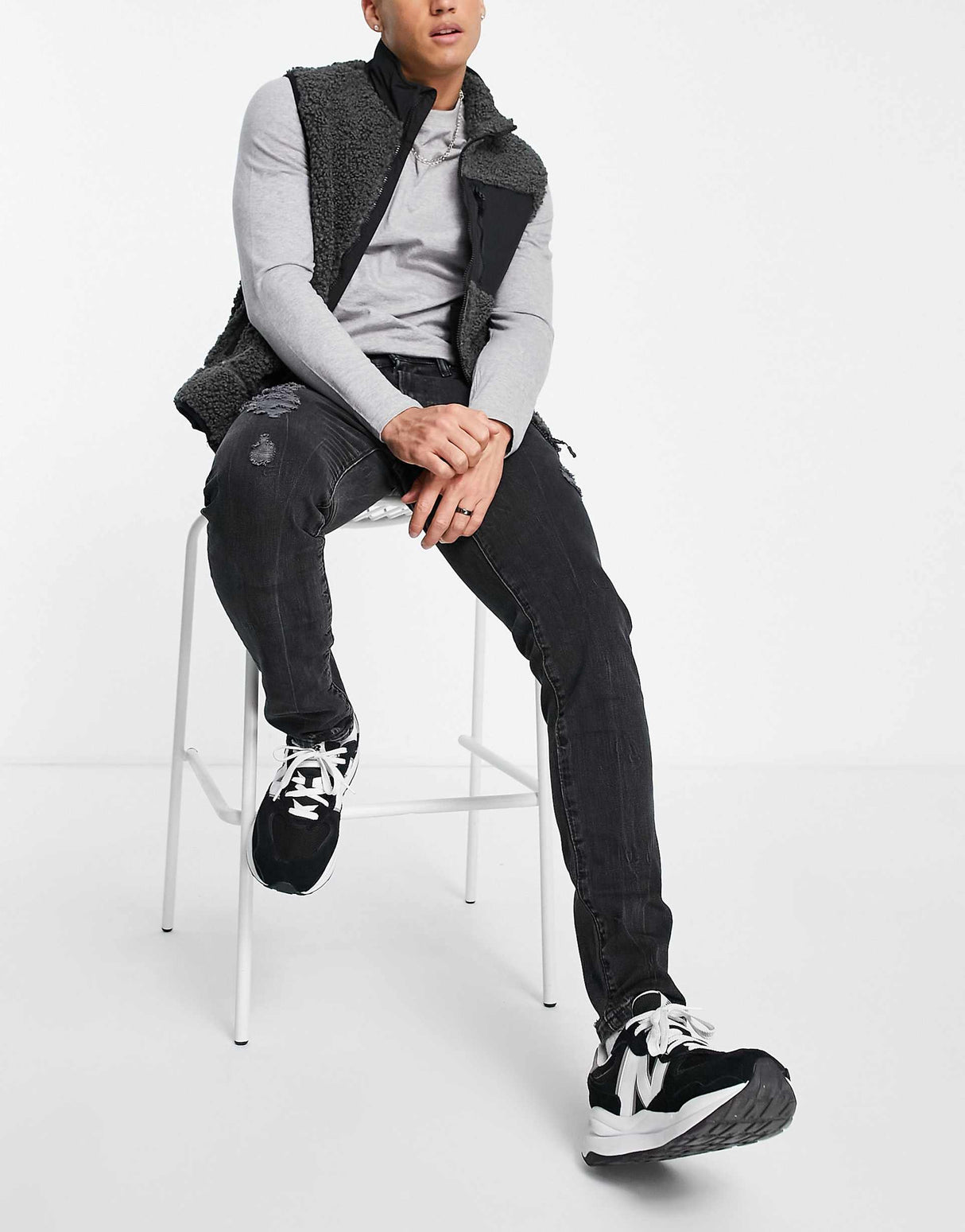Abercrombie & Fitch Super Skinny Fit Distressed Jeans In Washed Black