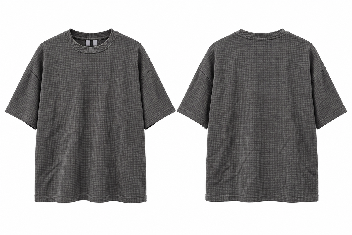 Asos Design Co-Ord Oversized Heavyweight Waffle T-Shirt In Washed Black