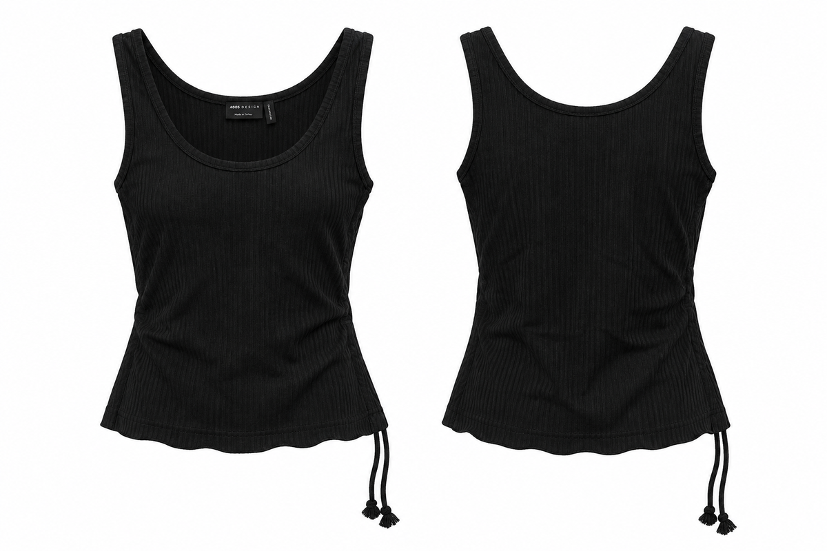 Asos Design Mix & Match Lounge Super Soft Rib Vest With Channelling In Black