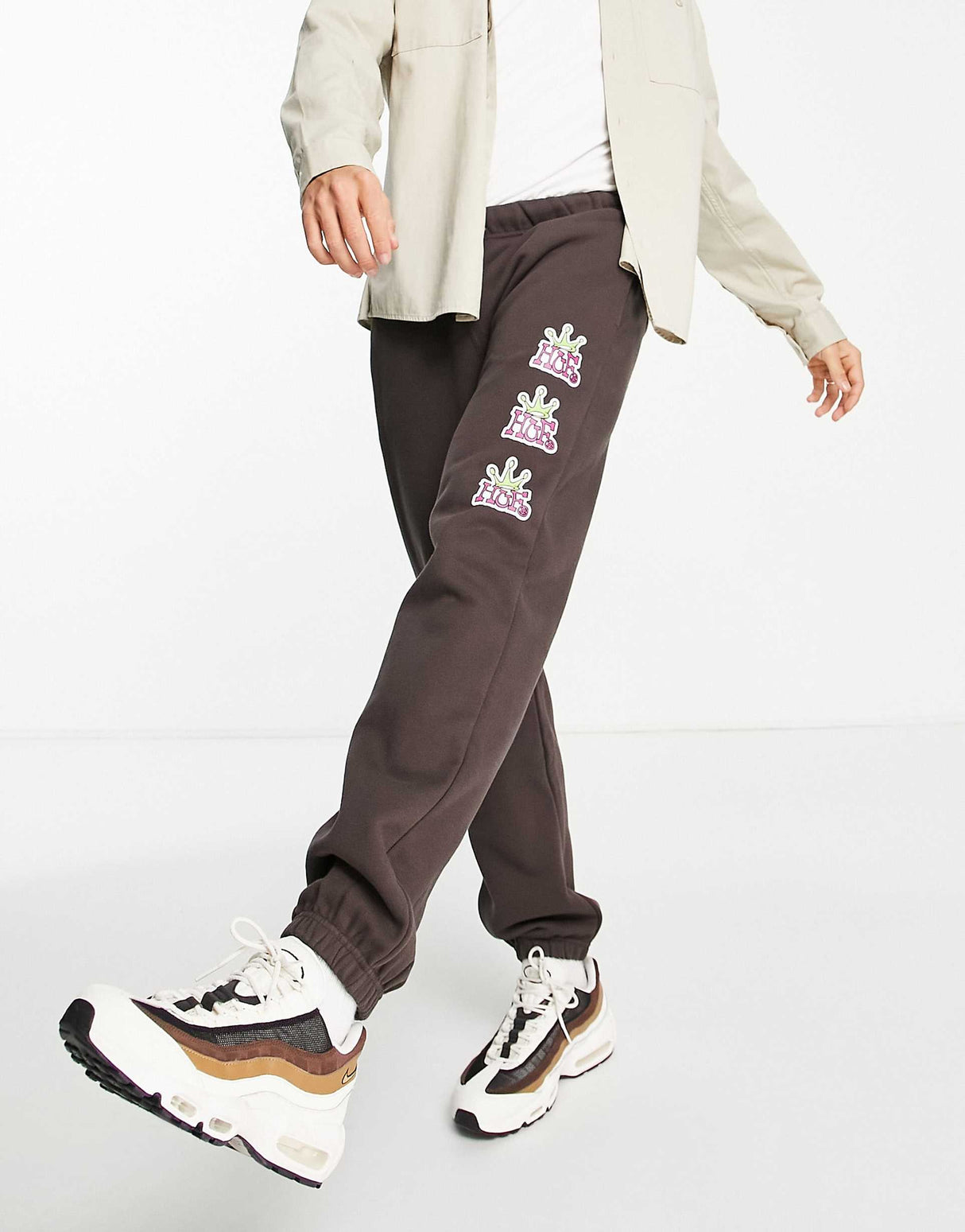 Huf Crown Stack Joggers In Brown