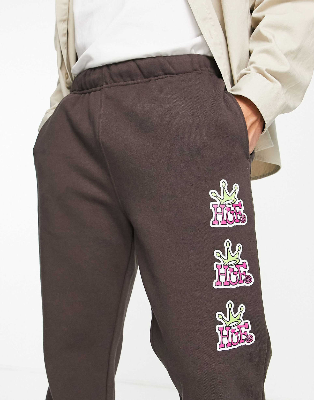 Huf Crown Stack Joggers In Brown