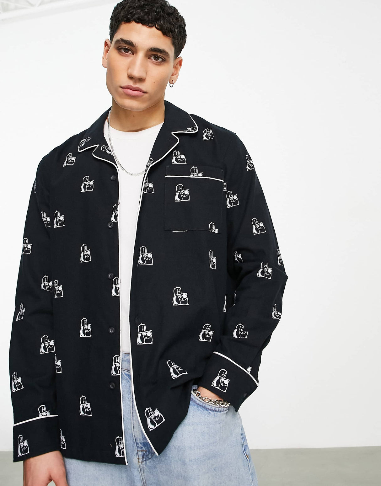 Huf Remio Print Shirt In Black