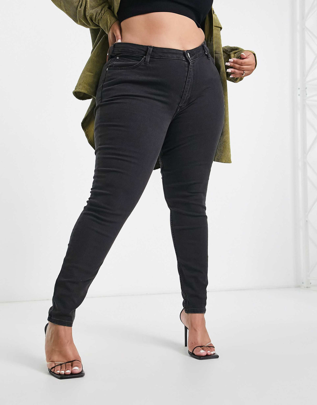 Lee Plus Retro Skinny Jeans In Washed Black