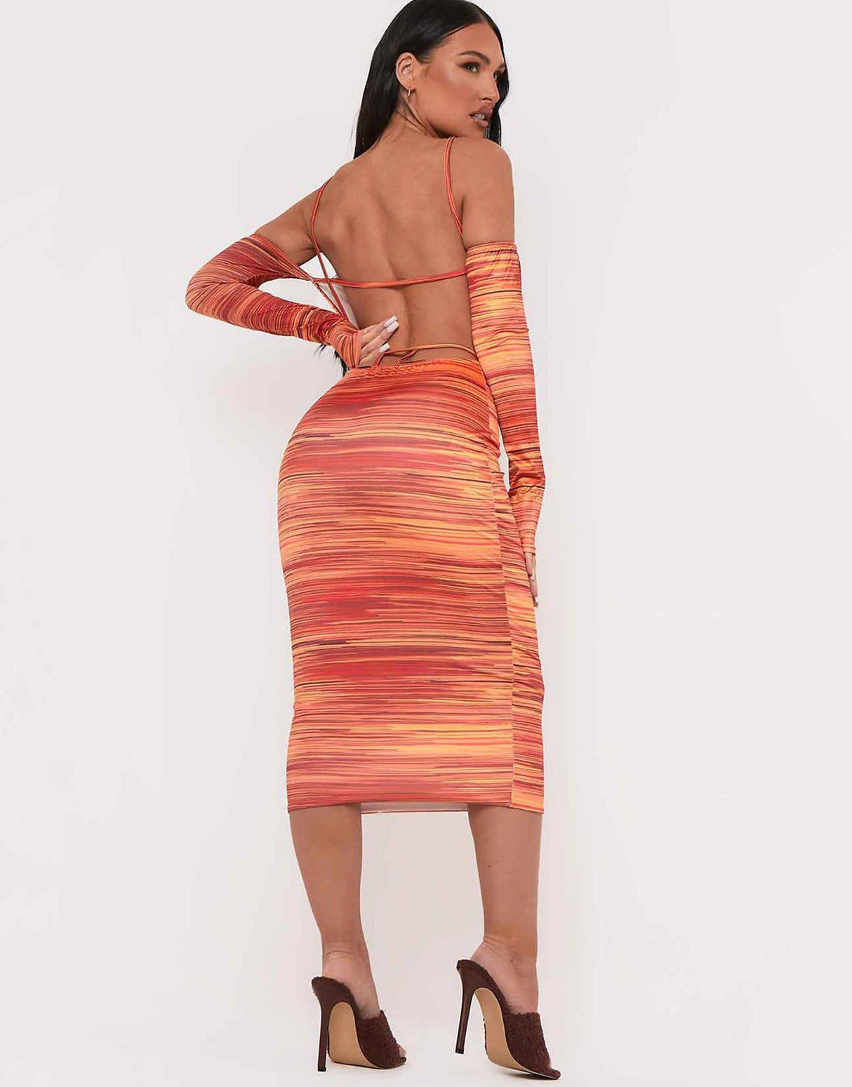 Missyempire X Aaliyah Ceilia Strappy Back Midi Dress In Orange Tie Dye