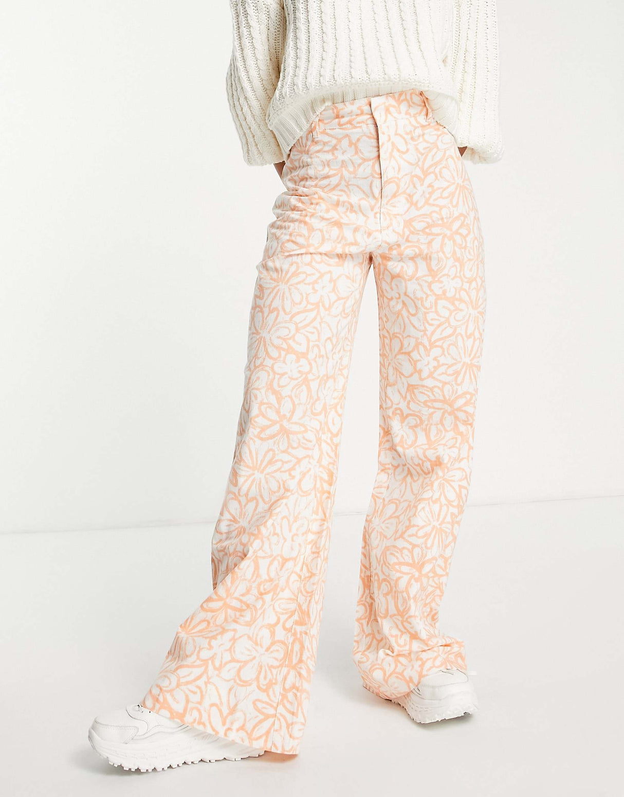 Free People Love So Right Wide Leg Trousers In Peach