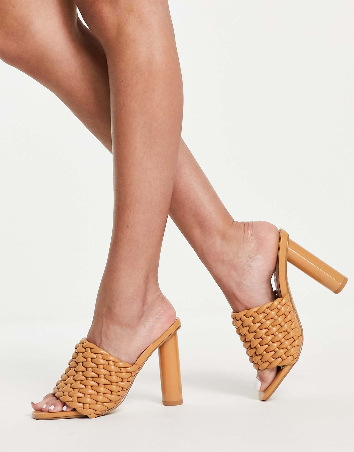 Raid Knottie Mule Heeled Sandals In Beige