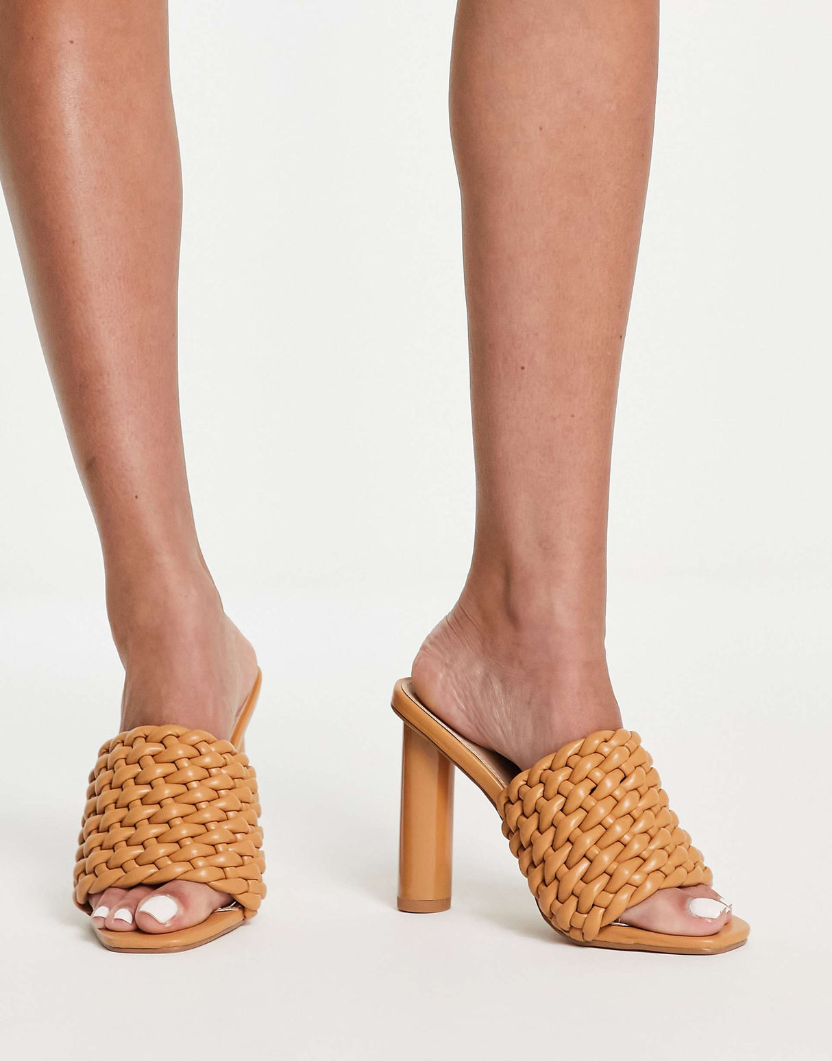 Raid Knottie Mule Heeled Sandals In Beige
