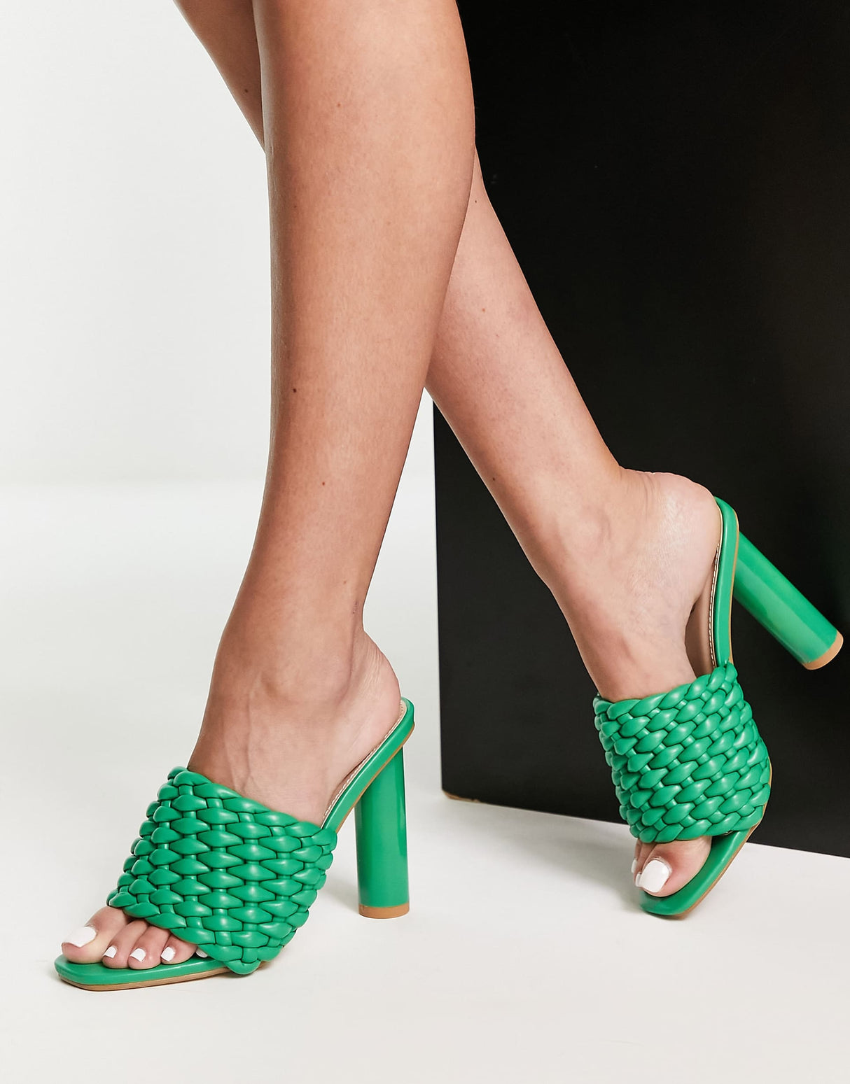 Raid Knottie Mule Heeled Sandals In Green