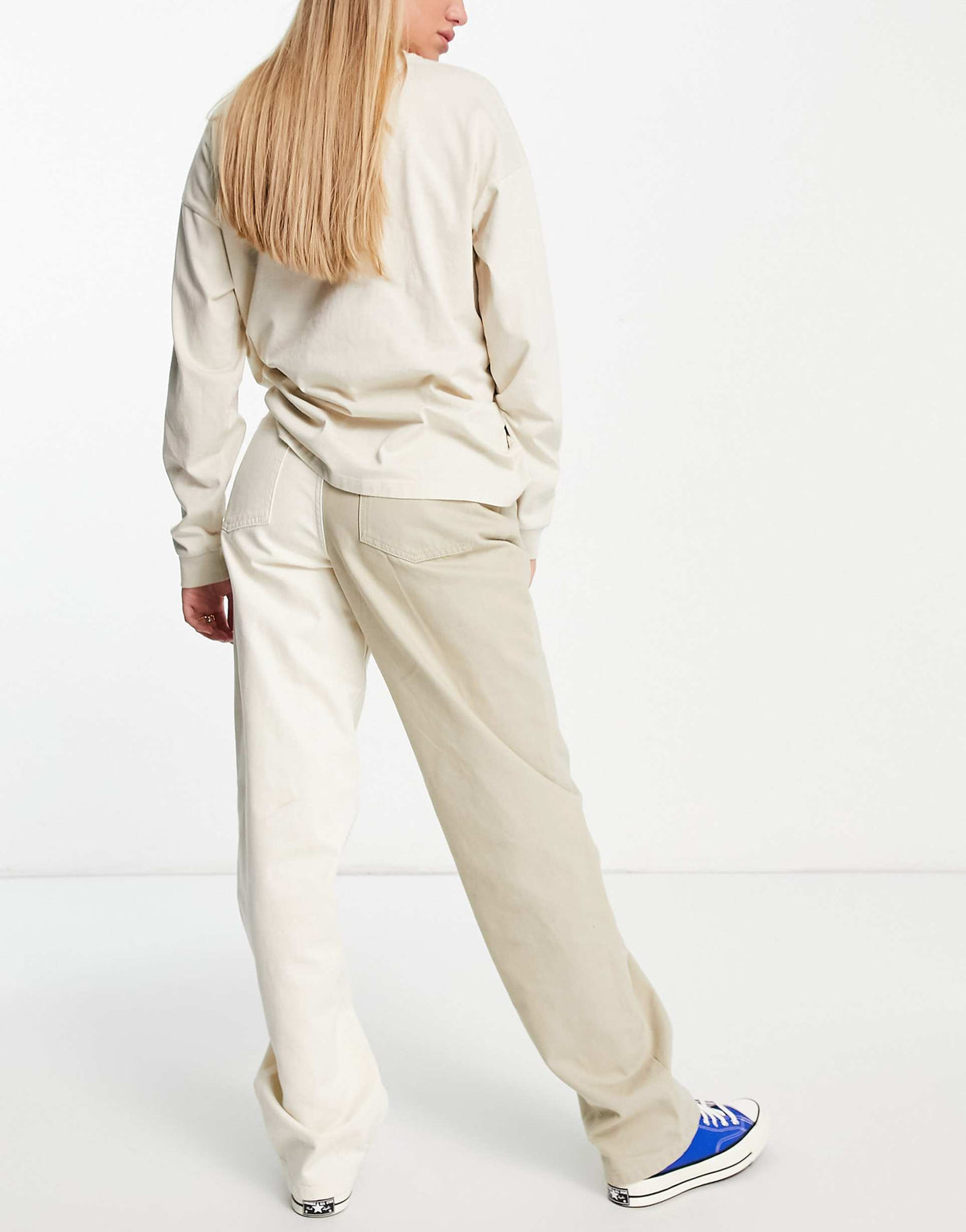 Na-Kd X Josefine Two Tone Straight Leg Jeans In Beige