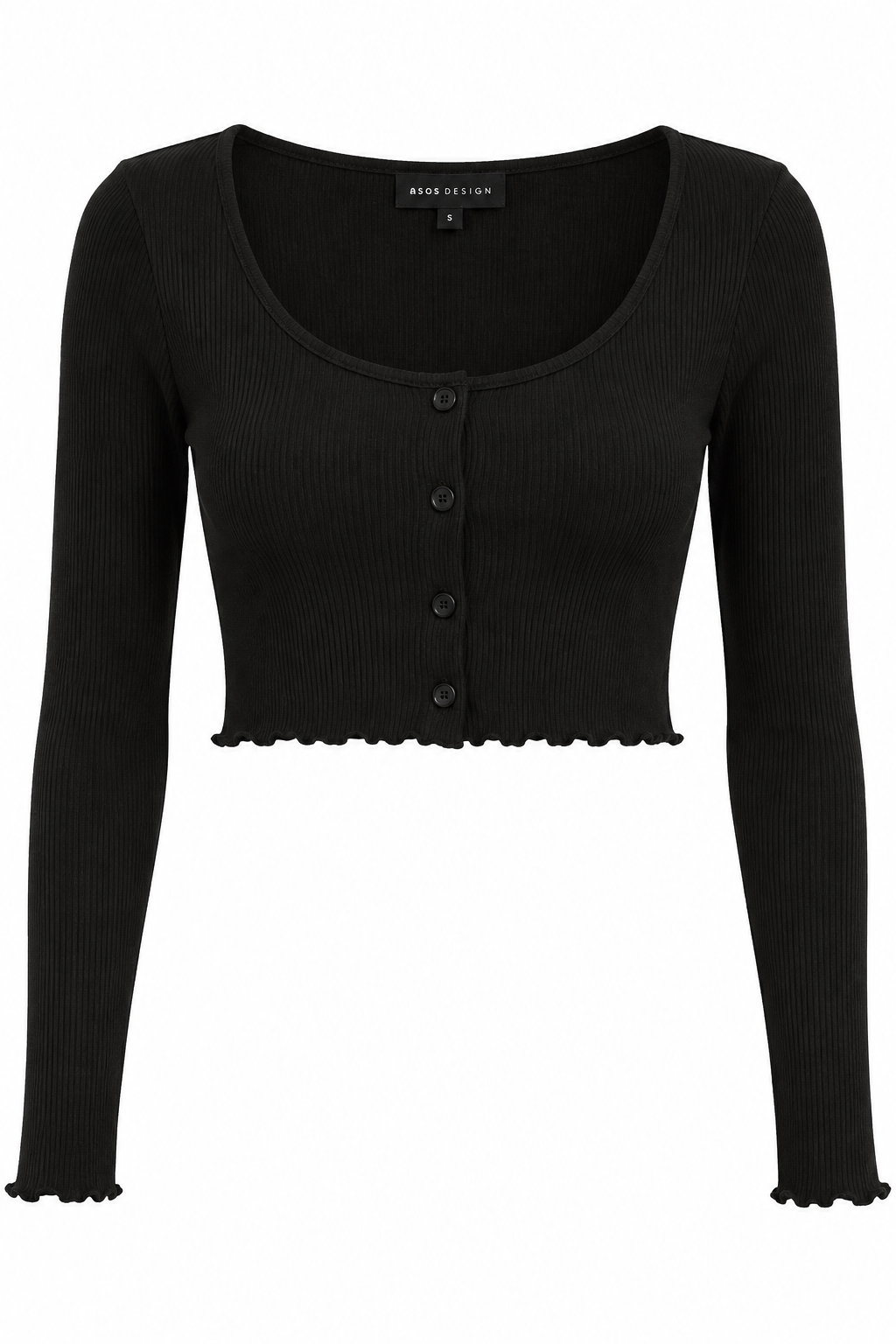Asos Design Slouchy Rib Button Through Top In Black