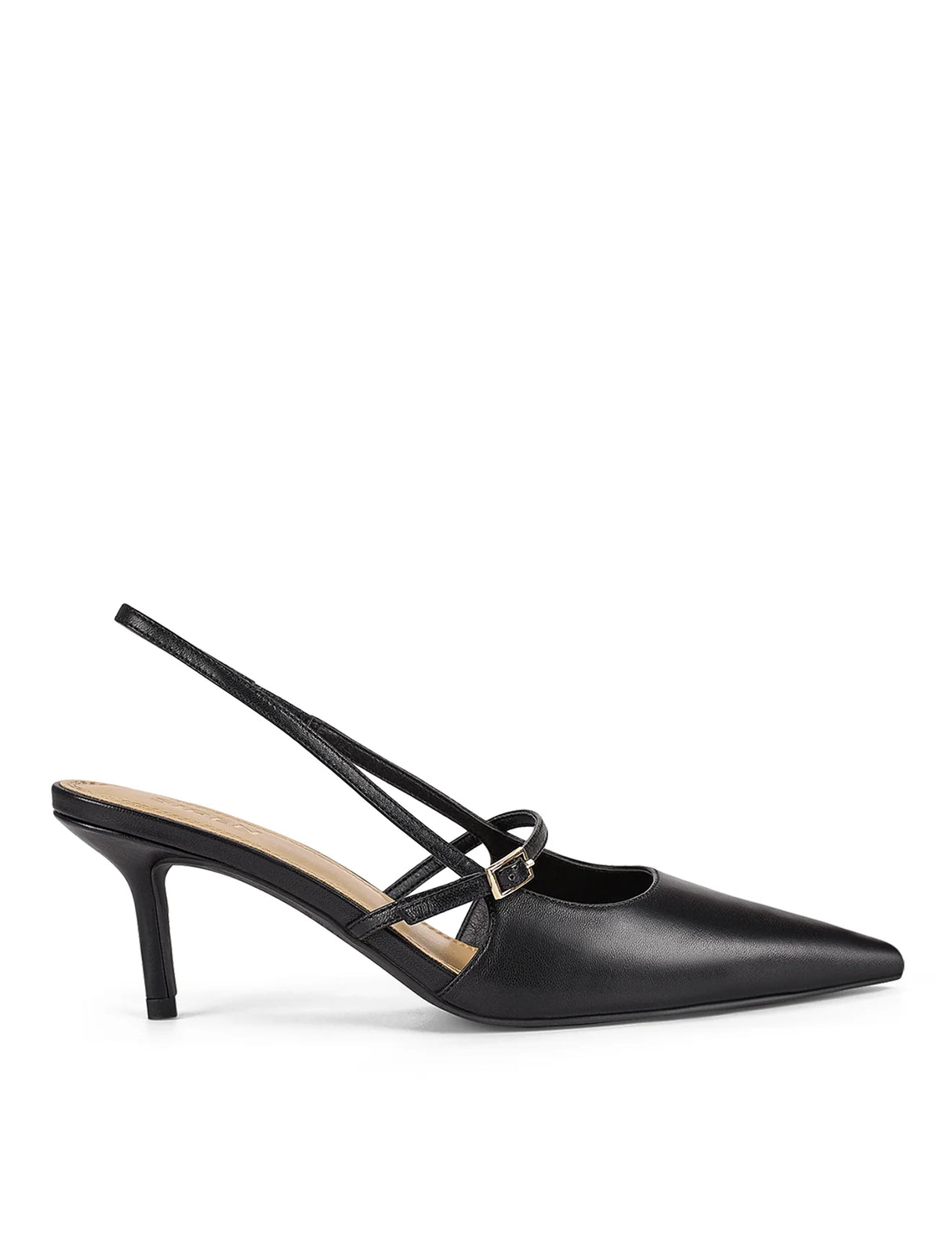 Siren Slingback Heel - Black Leather