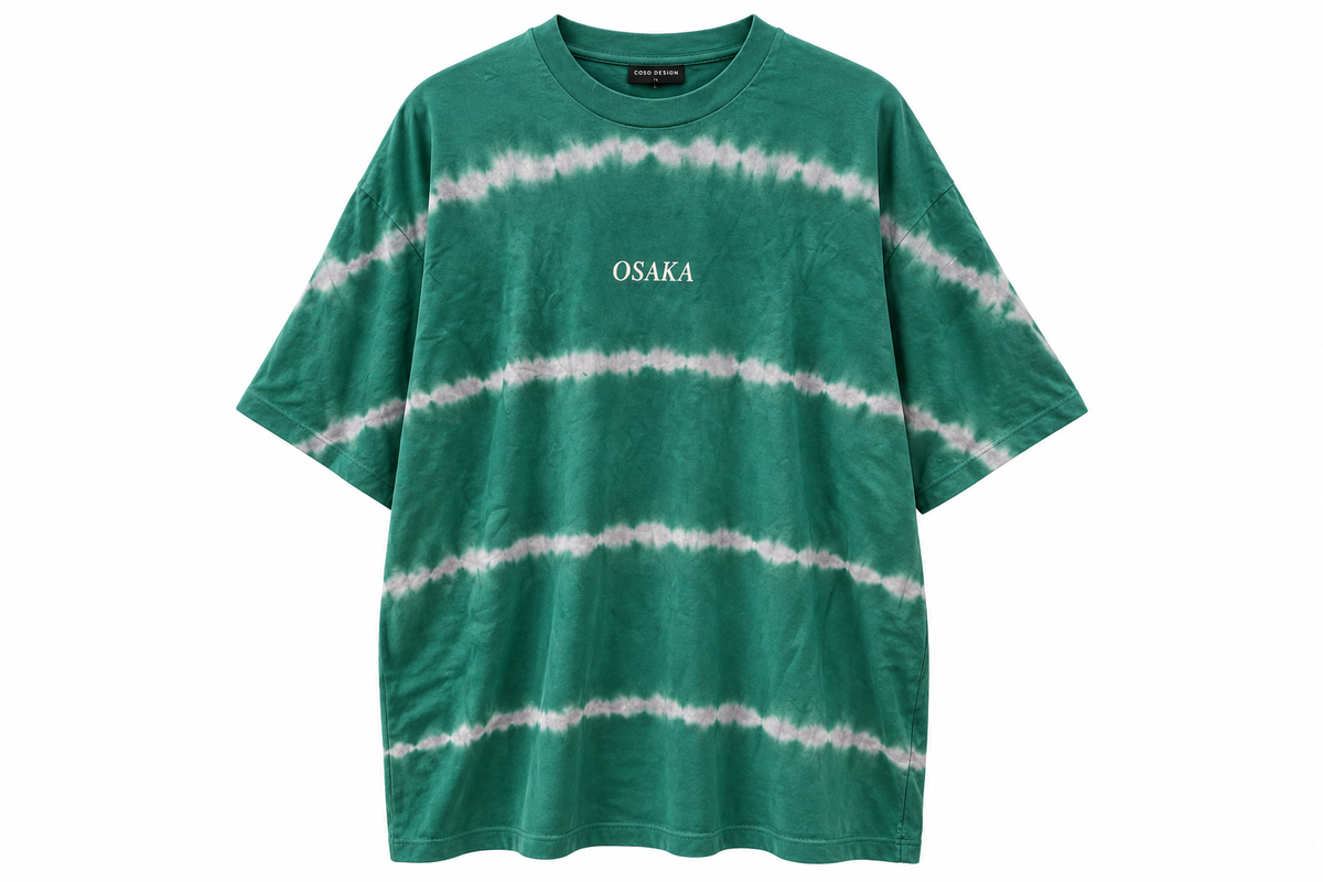 Asos Design Oversized T-Shirt In Tie Dye Stripe With Osaka City Print